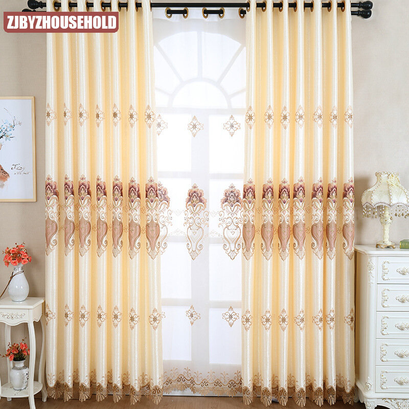 New Style Curtains for Living Dining Room Bedroom European-style Embroidery Curtains Tulle Finished Product Customization