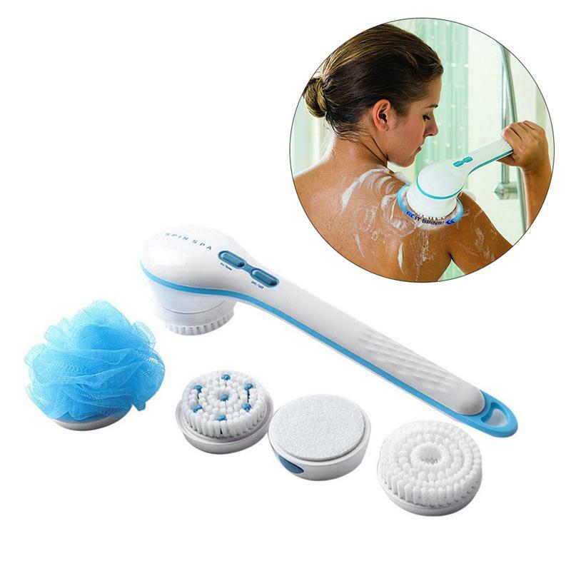 Cepillo para ducha de baño 5 en 1, cepillo corporal para masaje de mano, limpieza de espalda, mango largo, exfoliante limpiador