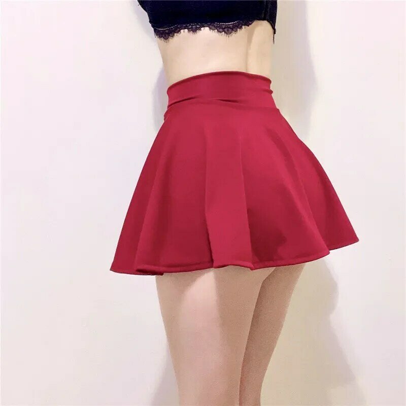 Lady Mini Skirts Outdoor Sweet Harajuku Girls Dance Yoga Skirt Sexy Pleated Skirt Without Lining Big Hem Flared Women Short