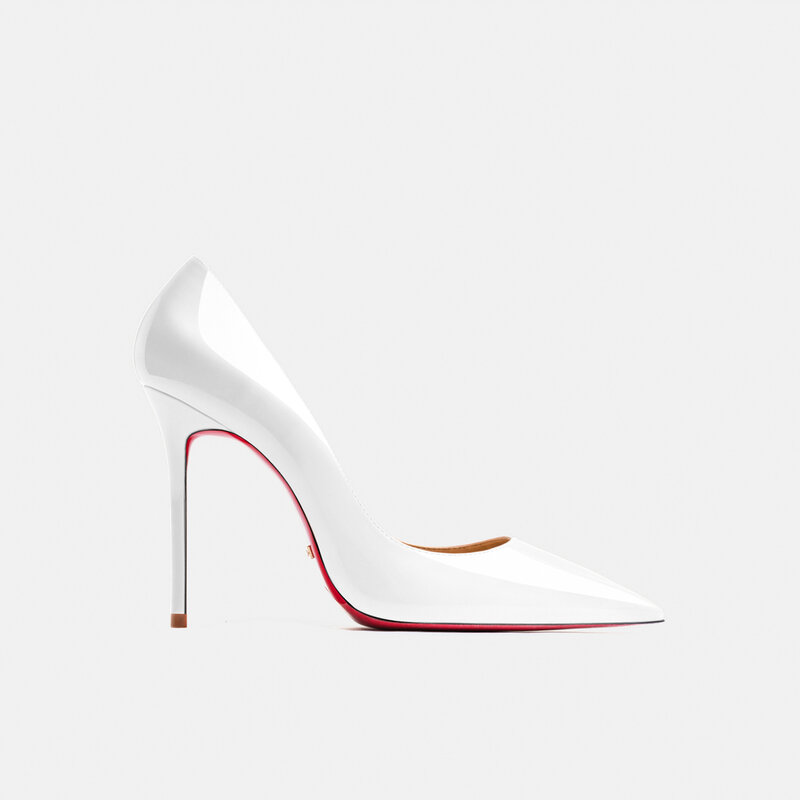 Scarpe di lusso con tacco alto rosso scarpe a punta scarpe da sposa Sexy scarpe classiche nere nude scarpe da donna in vera pelle 8/12cm