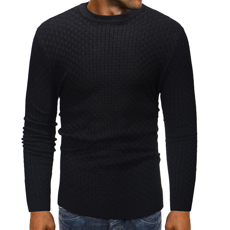 Suéteres de punto para hombre, jersey liso con cuello redondo, talla grande, Tipo Simple, Primavera, 2019