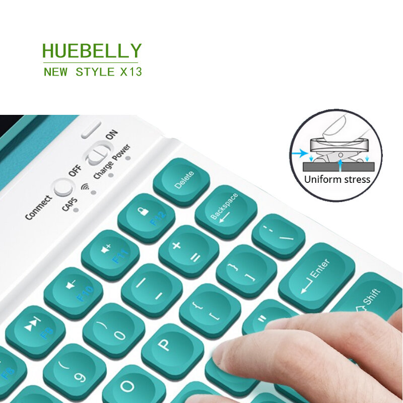 HUEBELLY X13 nowy styl Tablet bezprzewodowa klawiatura dla ipada dla telefonu IPhone Samsung wodoodporna ultra-cienka Bluetooth5G