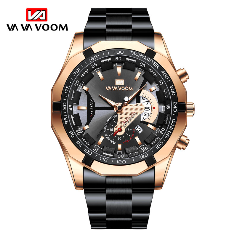 Relógio de pulso esportivo masculino, relógio de quartzo com design de luxo, à prova d'água, luminoso, analógico com grande mostrador de aço, relógio militar para homens