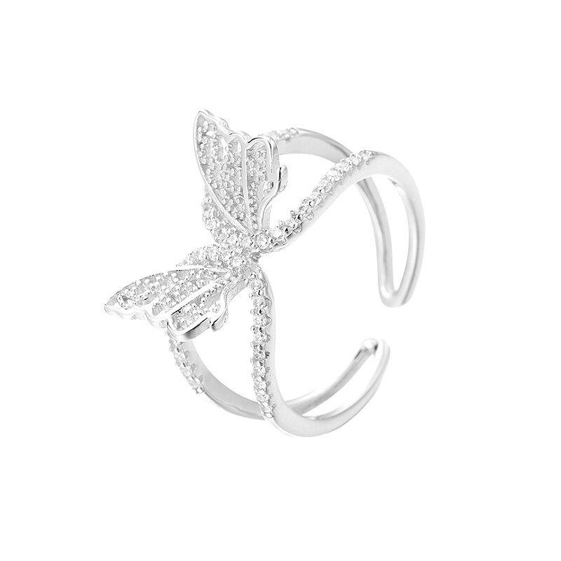 Butterfly Ring Female Fashion Personality High Grade Sense Ring Female Special-Interest Design Elegant Sterling Silver Ring
