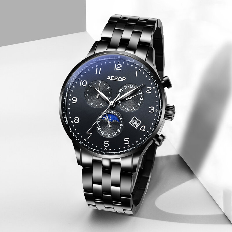 Mechanical Business Watch Men Luxury Brand Luminous Stainless Steel Strap Wrist Mens Automatic Watches Clock Man Relogio