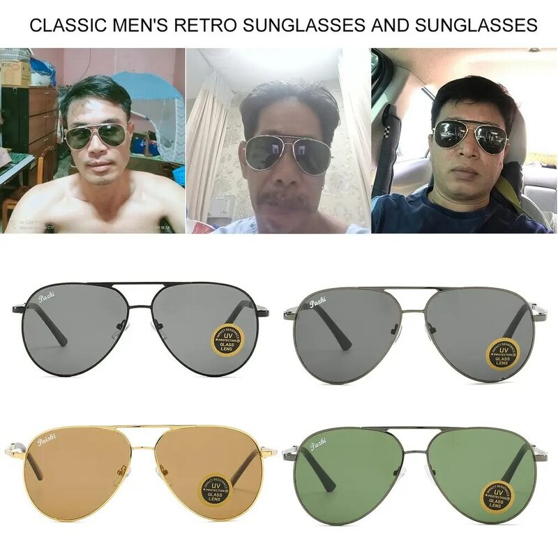 Uv400 óculos de sol de proteção para homem retro óculos de sol ao ar livre decorativos clássicos óculos de sol leves