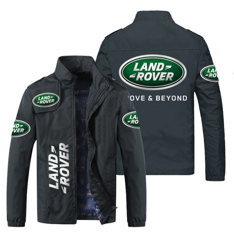 New Men Jacket Land Rover Logo Print Zipper Jackets Punk Fashion Slim Casual Baseball Uniform Biker Jacket Coat Tops M-5XL