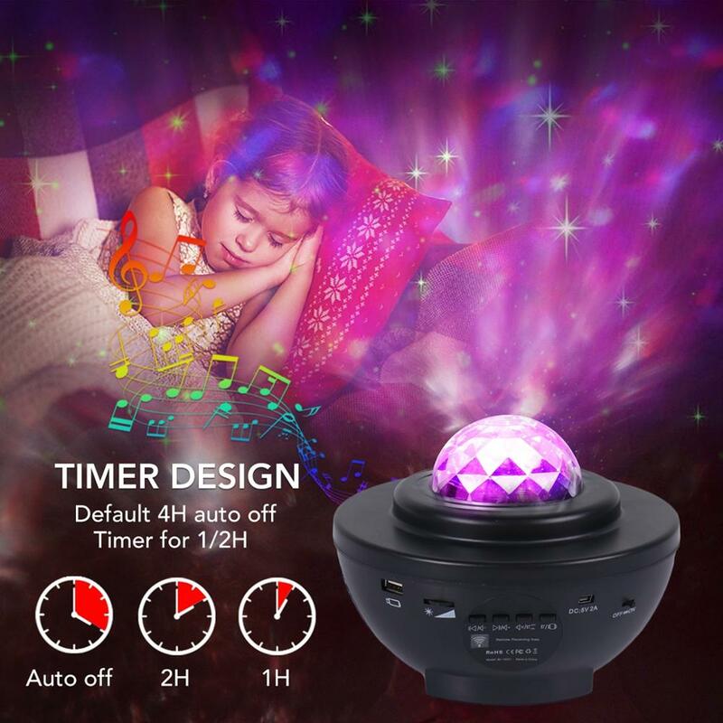 Proyector de luz de cielo estrellado colorido, lámpara de proyección con Bluetooth, USB, Control de voz, reproductor de música, luz LED nocturna, regalo