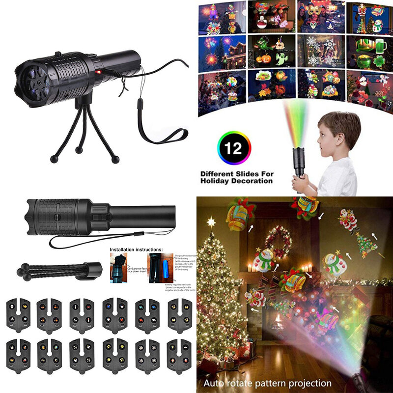 Lámpara LED de proyección navideña, luz de noche de proyección giratoria móvil recargable por USB, decoración navideña