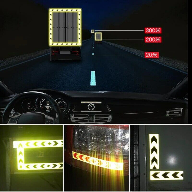 Adesivos refletores de carro com largura 10cm, faixa de aviso, suprimentos para caminhão, adesivo de segurança para condução noturna, adesivo refletor para automóvel