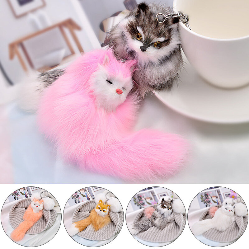 Cute Plush Keychain Creative Bags Hanging Backpack Phone Pendant Accessories Little Fox Bangle Doll Toys Girl Fashion