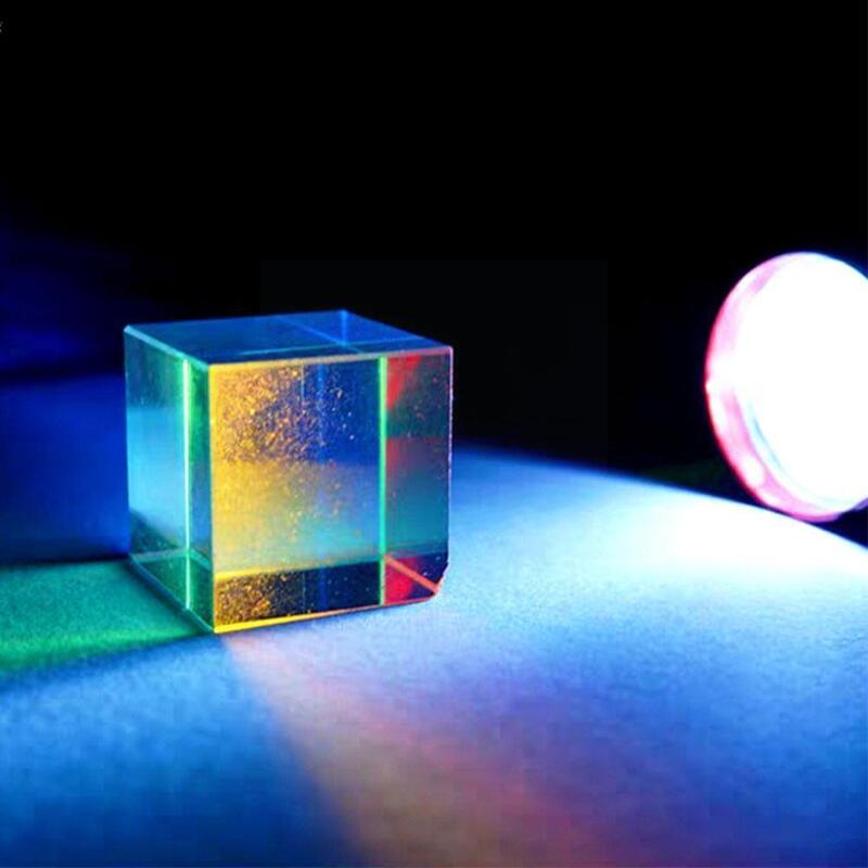 Prism หกด้าน Bright Light Combine Cube Prism Stained Beam เครื่องมือปริซึมแยกการทดลอง Optical Glass Dispersion U7B4