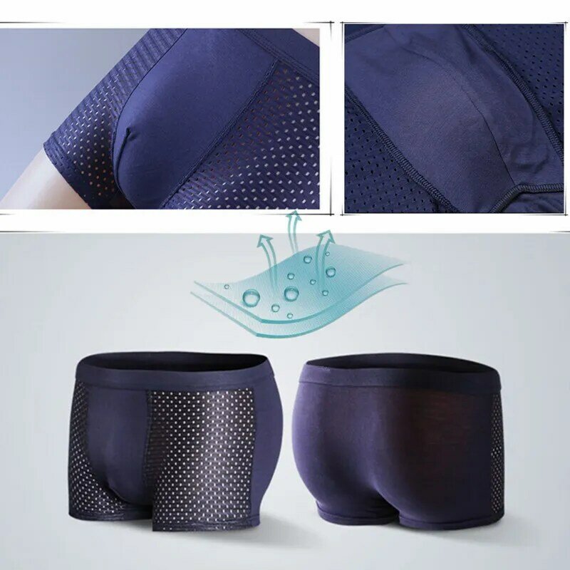 4pcs Men's Panties Male Sexy Underpants Man Pack Shorts Boxers Underwear Slip Homme Bamboo Hole Large Size 5XL6XL7XL