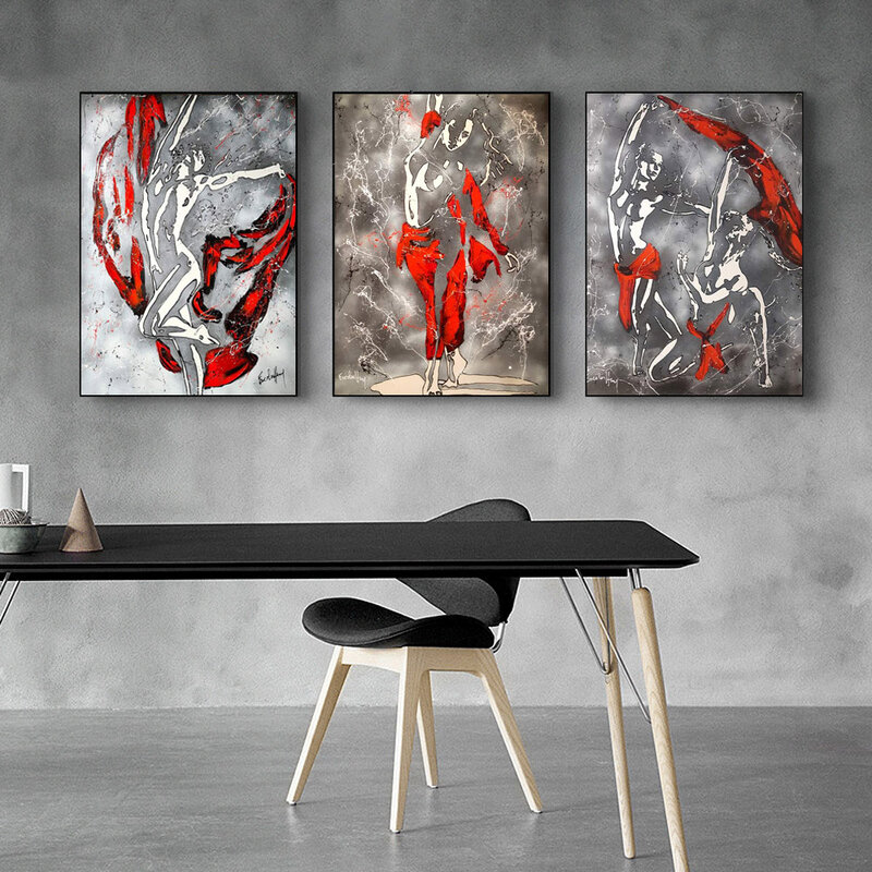 Modern fashion abstract figure canvas painting human body art sexy dancer poster living room bedroom home decoration mural