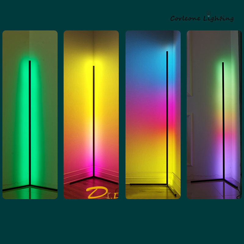 Nordic RGB Угол торшер современный простой светодиодный стержень Торшеры для Гостиная Спальня атмосферу стоящий в помещении, светильник таблиц...
