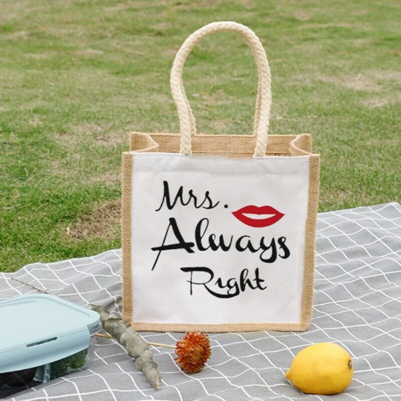 Mr Right Love Print Portable Lunch Bags Thermal Insulated Bento Box Tote Cooler Dinner School Food Storage Pouch Teacher's Gifts