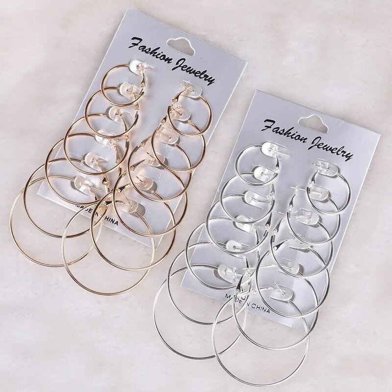 6pairs Hoop Ohrringe Set Großen Kreis Ohrring Modeschmuck Für Frauen Mädchen Steampunk Ohr Clip Koreanische Ohrringe 2021 Schmuck geschenk