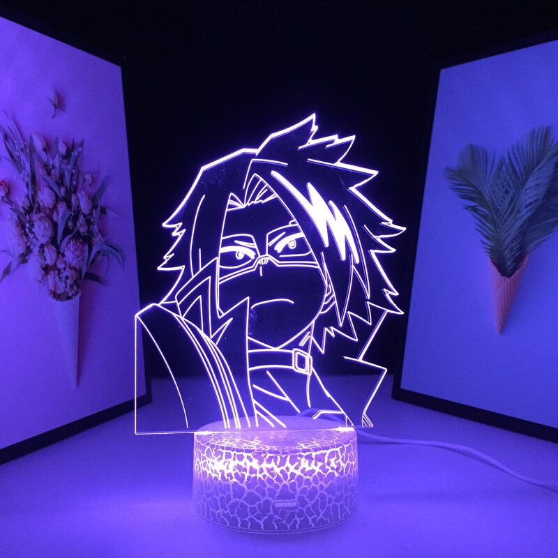 Denki kaminari meu herói academia anime led night light candeeiro de mesa para decoração do quarto presente aniversário manga meu herói academia 3d luz