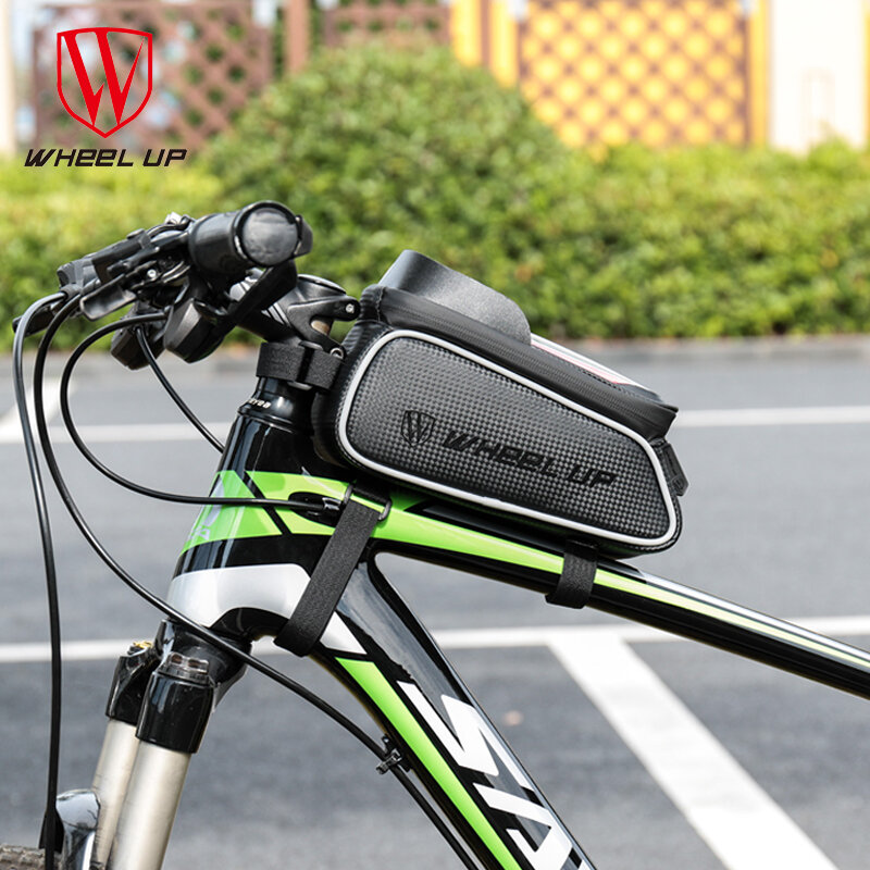 Roda up mtb bolsa de bicicleta, à prova d'água touch screen ciclismo bolsa para quadro do tubo dianteiro bolsa de celular 6.0 acessórios