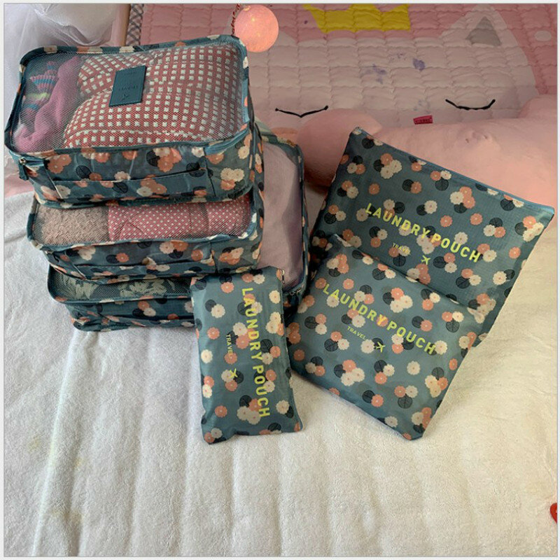 Viajes cubos de embalaje 6 unids/set moda impermeable de gran capacidad bolsos de organización de ropa de almacenamiento paquete hombres Weekender bolsa