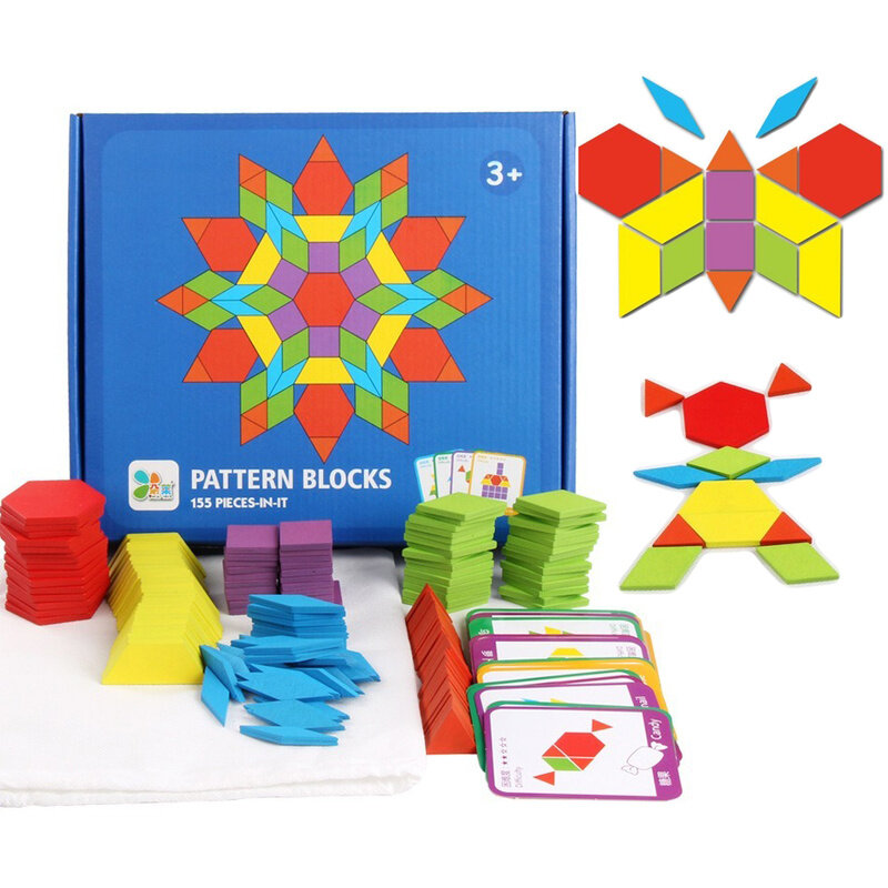 Juego de rompecabezas de madera para bebé, juguetes educativos Montessori de forma colorida para niños, aprendizaje y desarrollo de creatividad, 155 piezas