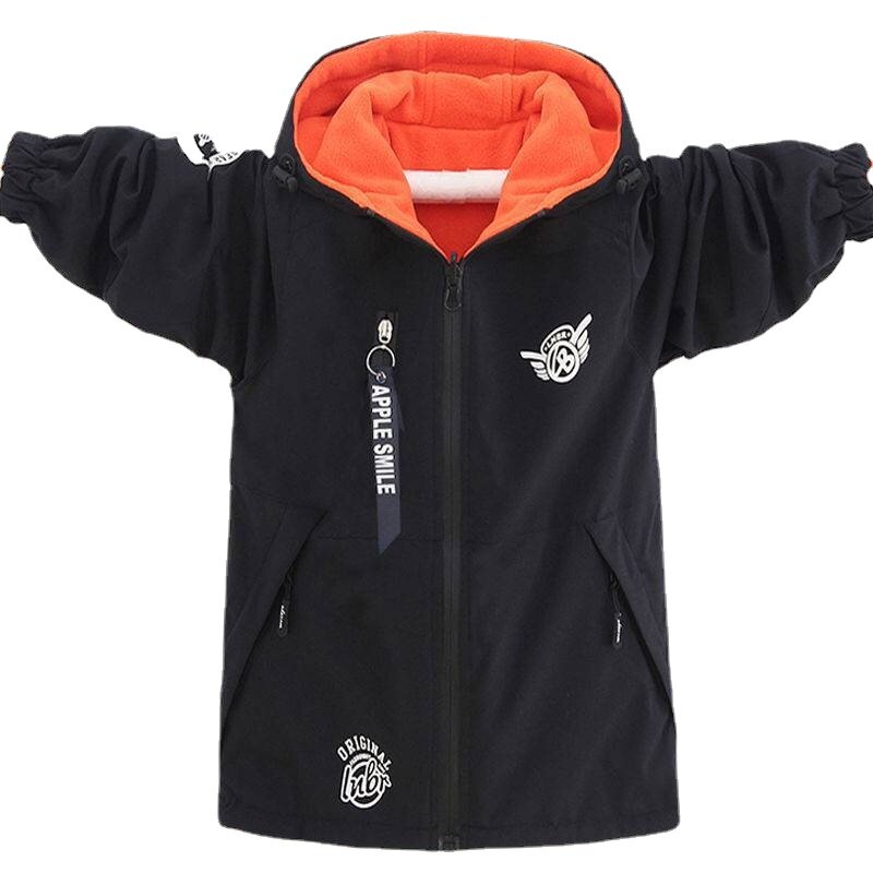 Kids' Overcoat Boys' Spring and Autumn Polar Fleece Double-Sided Windbreaker New Padded Jacket Outdoor Shell Jacket