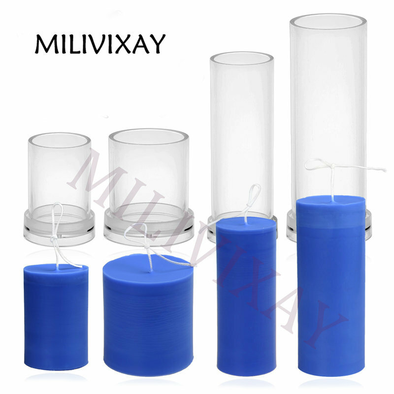 MILIVIXAY 4Pc DIY Cylinder Candle Molds DIY Candle Making Molds Bougie Mould Plastic Candle Molds Crafts Accessories