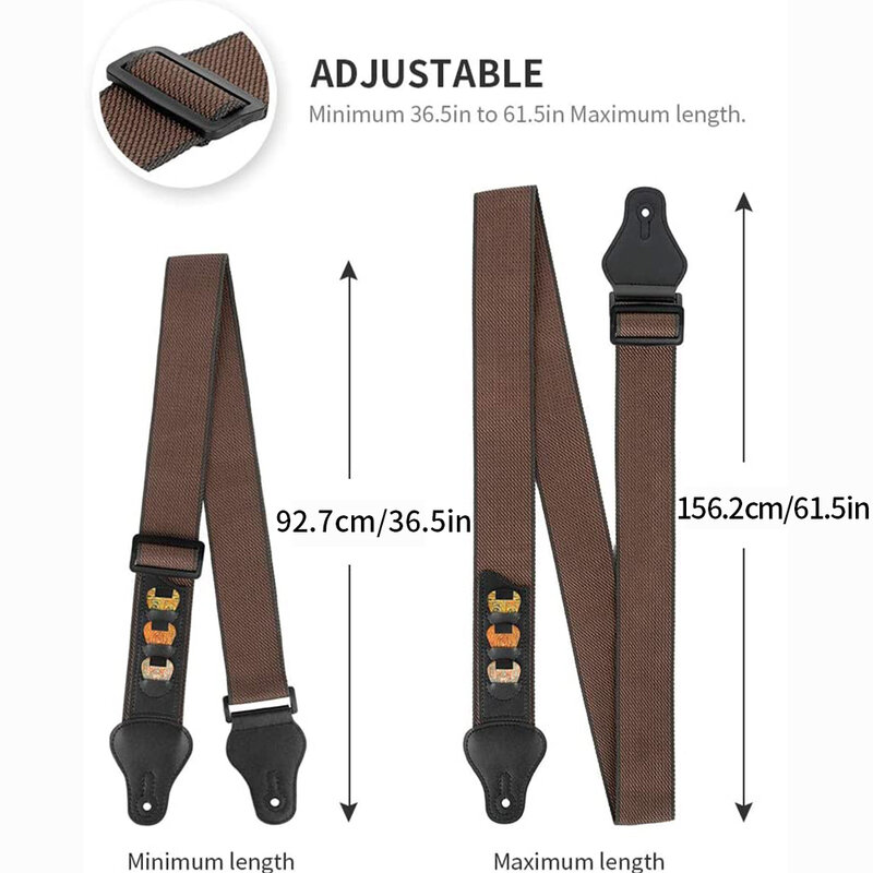 Adjustable Pure Cotton Guitar Strap  Brown For Acoustic Electric Bass Guitar Electric Acoustic Guitars Musical Accessories