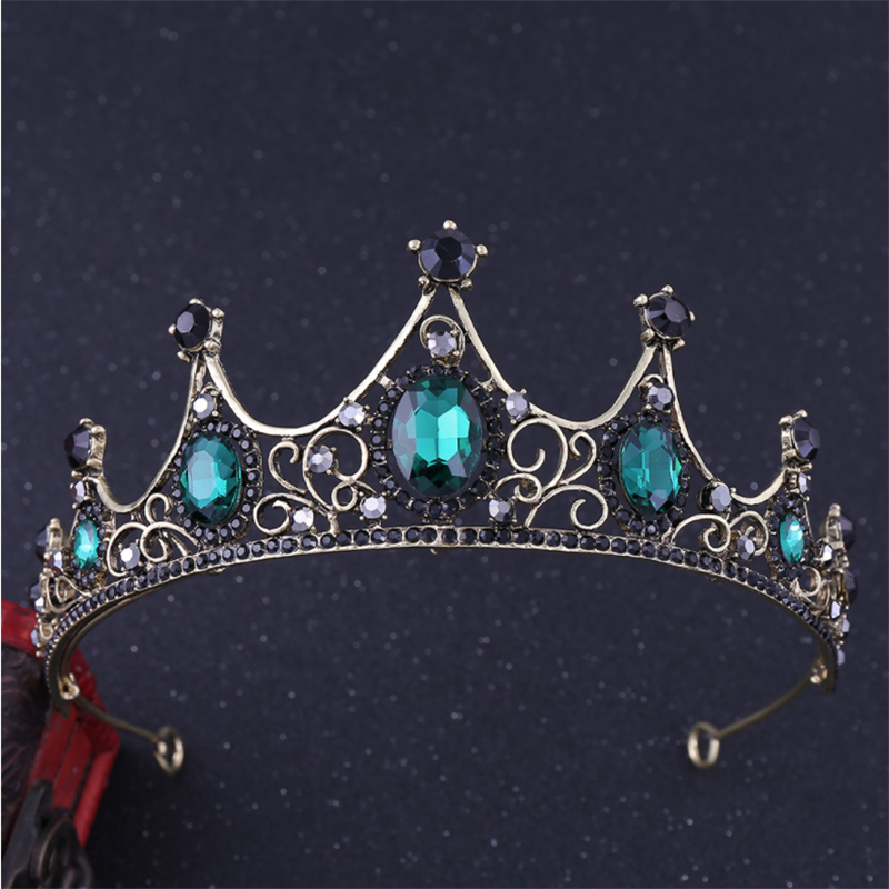 MVEXO Fashion elegancki Vintage mały barokowy zielony kryształ tiary korony dla kobiet dziewczyn ślub panny młodej akcesoria biżuteria do włosów