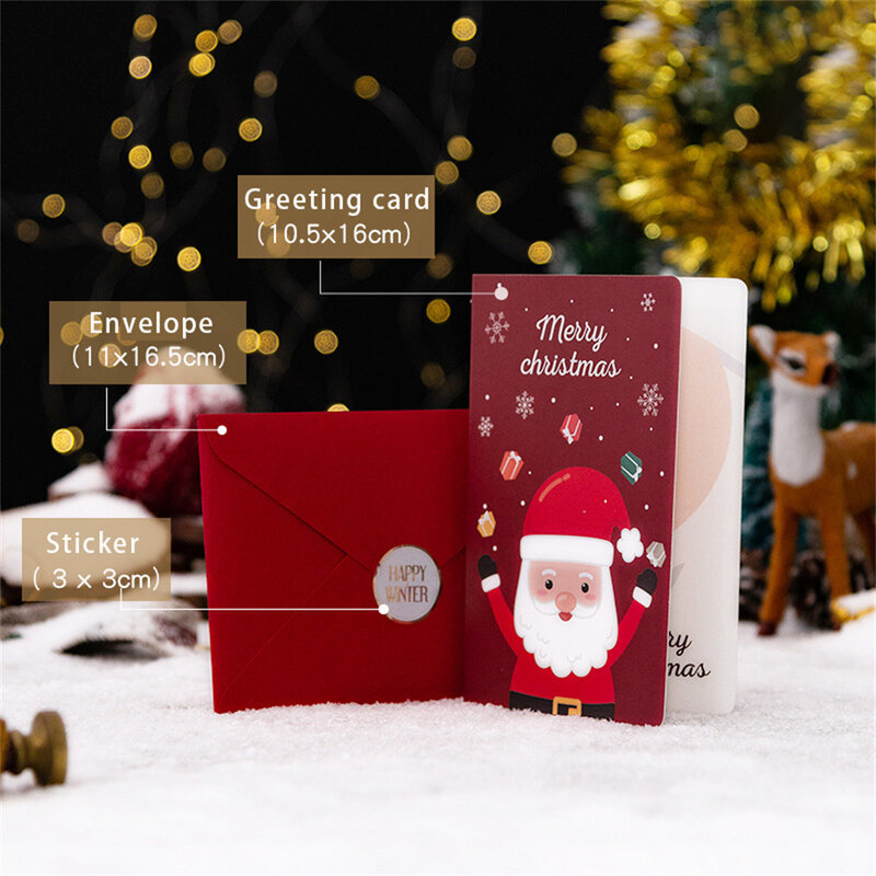 봉투와 3D 크리스마스 카드 산타 클로스 눈사람 축복 인사말 카드 생일 새해 크리스마스 선물 크리스마스 장식