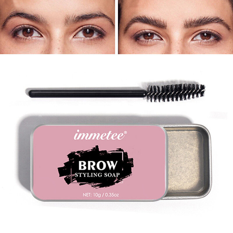 Portable Eyebrow Cream Waterproof Eyebrow Soap Brow Styling Soap  Longlasting Eye Brows Enhancer with Soft Brush For Girls Women
