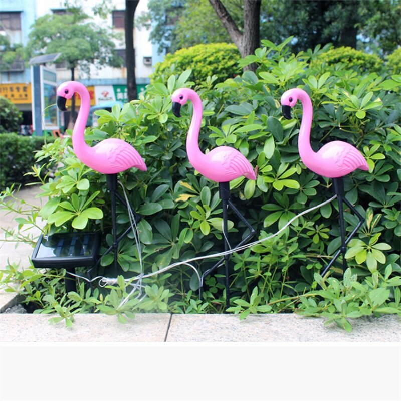 OUFULA Produk Baru Lampu Lanskap Surya Lampu Rumput Villa Luar Ruangan Tahan Air Lampu Lantai Taman LED Flamingo