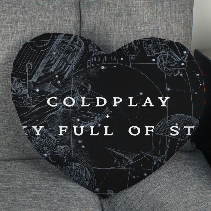 Vendita calda Coldplay Band federa a forma di cuore cerniera fodera per cuscino raso morbido senza dissolvenza federe per cuscini tessili per la casa decorativi
