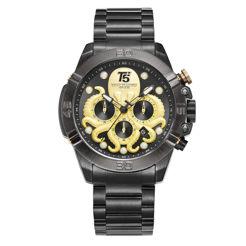Часы наручные T5 Мужские кварцевые с хронографом, роскошные брендовые водонепроницаемые Модные Спортивные, розовые, золотые, черные