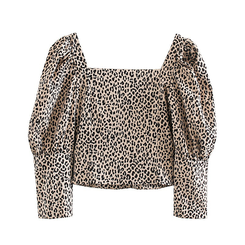 Leopardo sexy camisa blusa feminina manga longa puff elegante superior 2020 outono outfit night club blusa roupas vintage