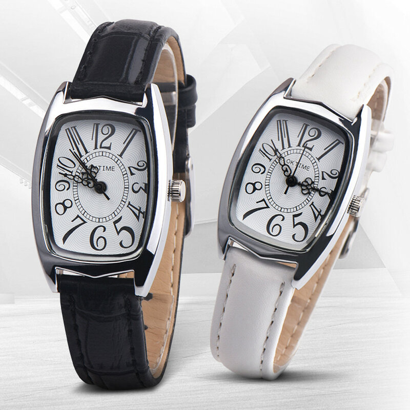 Moda casual chique retangle womens pulseira de couro analógico relógio de quartzo feminino relógio de pulso feminino relógios de pulso reloj mujer
