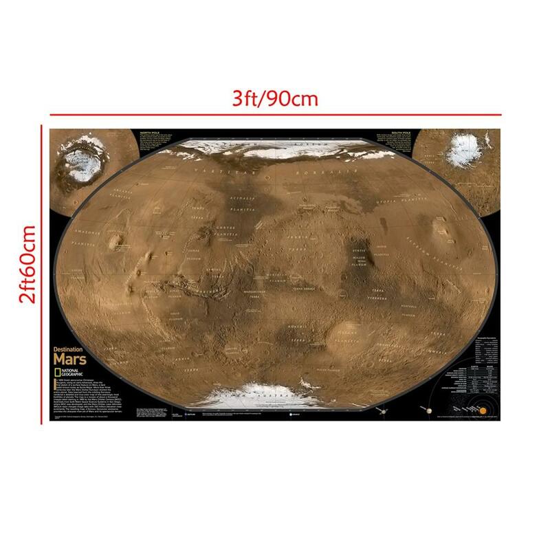 Спутниковая карта поверхности Марса, креативный декор для стен гостиной, картина на тонком холсте для домашнего декора, ремесла