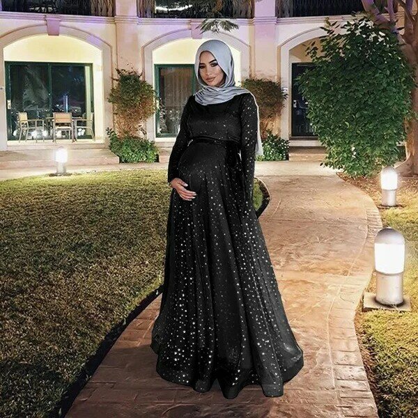 Nuovo vestito da sera di maternità di modo S-5XL più il formato abbigliamento formale musulmano 2021 abito da sera abbigliamento stampato digitale