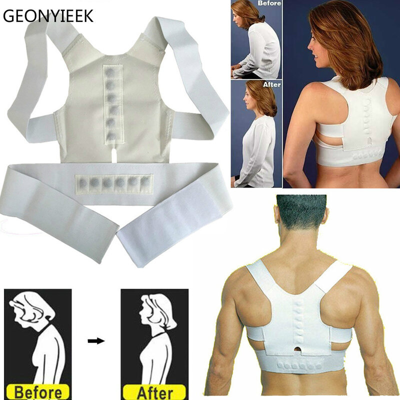 Magnetic Therapy Posture Corrector รั้งกลับสนับสนุนเข็มขัดรองรับเข็มขัดท่าทางไหล่ Face Lift เครื่องมือ