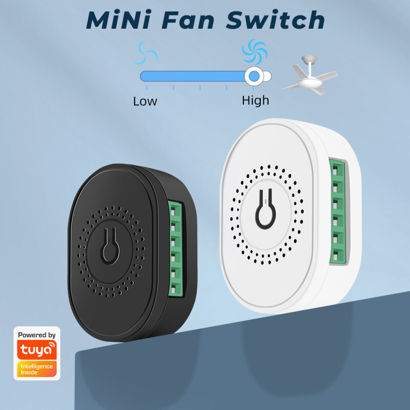 1-5PCS Tuya Wifi Smart Fan Speed Switch Mini Switches 3-Way Control Timer Compatible with Tuya Smart Life APP Alexa Google Home