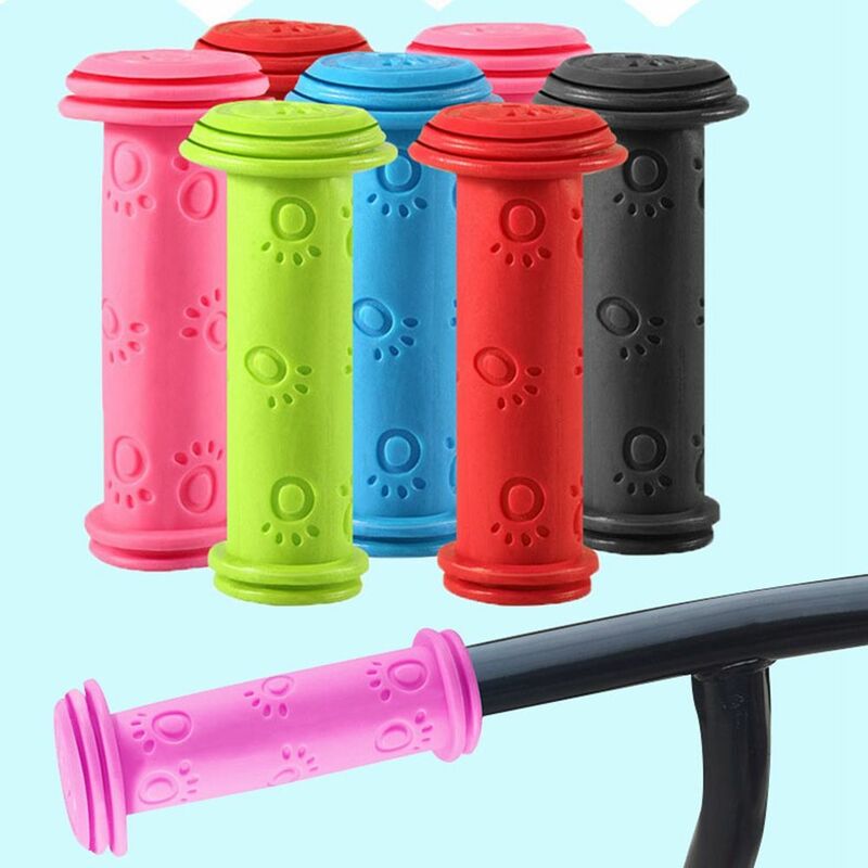 1Pair Rubber Grip Handle Handlebar Grips Colorful Blue Red Anti-skid Child Kids Bike Bicycle Tricycle Skateboard Scooter