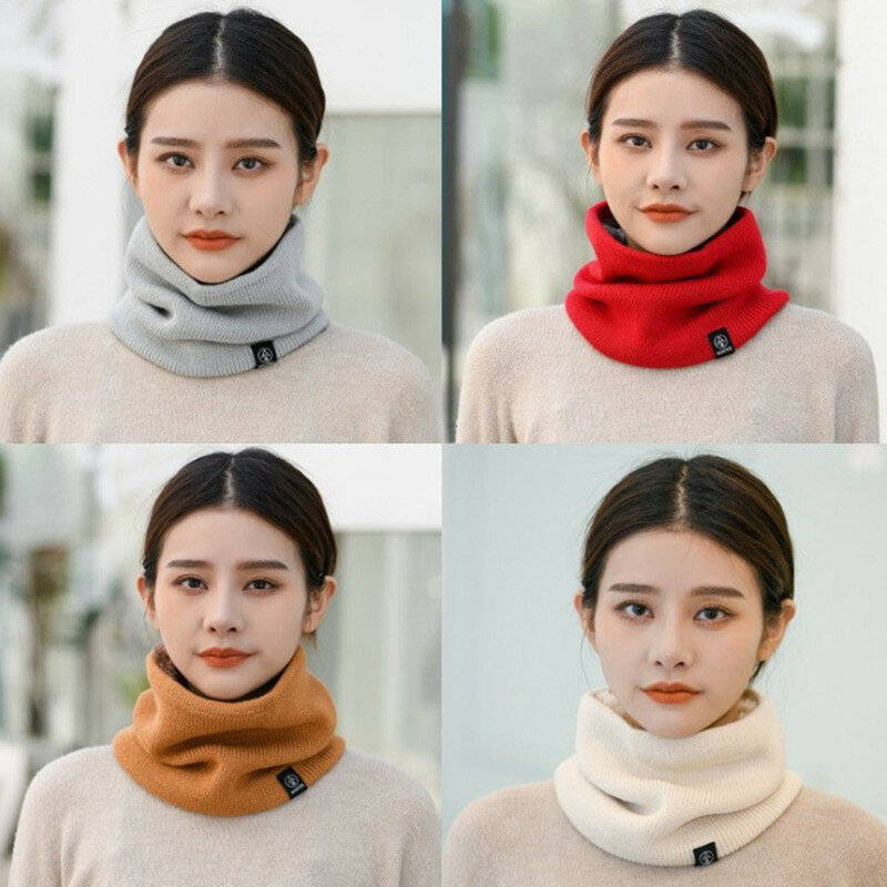 Bufanda de mascarillas que combina con todo para la cara, Jersey de punto sólido coreano para mujer, cuello de anillo, Otoño e Invierno