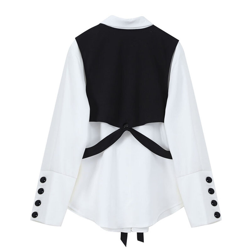 Блузка женская с длинным рукавом, однобортная винтажная уличная одежда в Корейском стиле, модный топ оверсайз, весна 2021