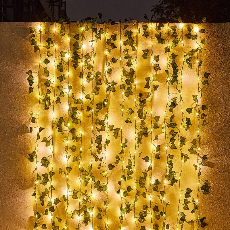 Luces Led solares para exteriores, guirnalda de hojas de plantas, decoración, adornos para Navidad bodas, 5/10m