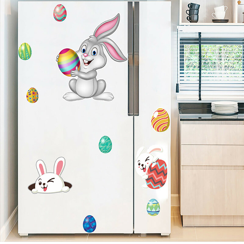 Novo 2021 adesivos coelho da páscoa eg g geladeira magnética etiqueta do feriado dos desenhos animados decoração novo estilo de etiqueta