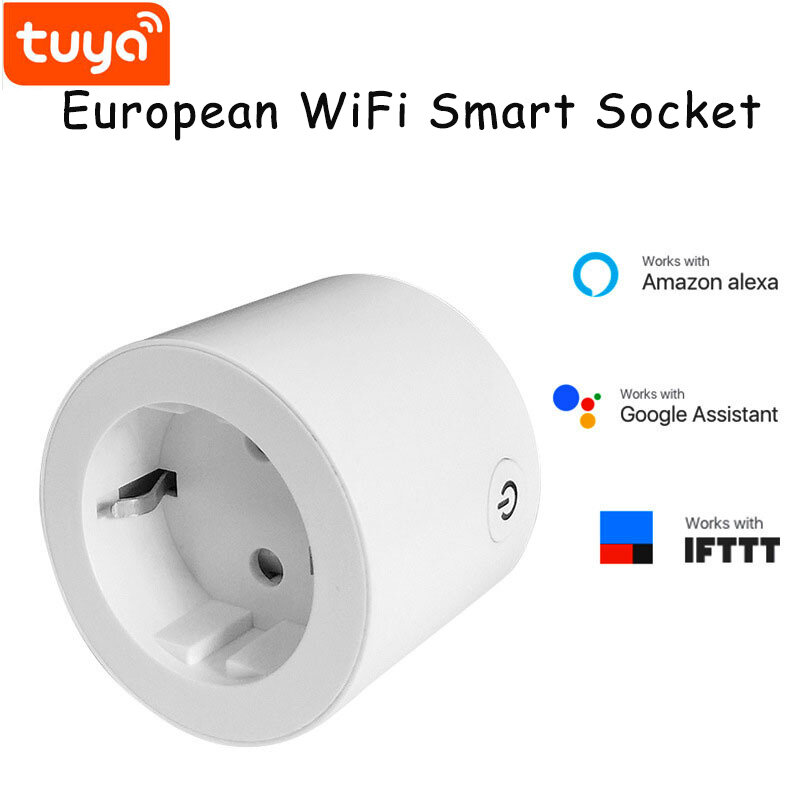 Tuya WIFI Smart Plug Uni Eropa 16A Power Monitor Timer Soket Smart Home Wireless Kompatibel dengan Tuya Alexa Google Home Assistant