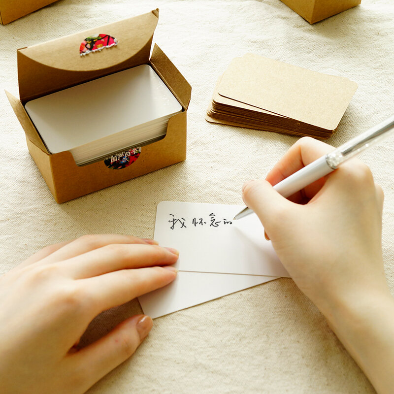 100 Chiếc Sinh Nhật Vintage Thẻ Nỗi Nhớ 2 Mặt Tự Làm Giấy Kraft Trống Đồ Bộ Thiệp Chúc Mừng Năm Mới Bưu Thiếp Tin Nhắn thẻ
