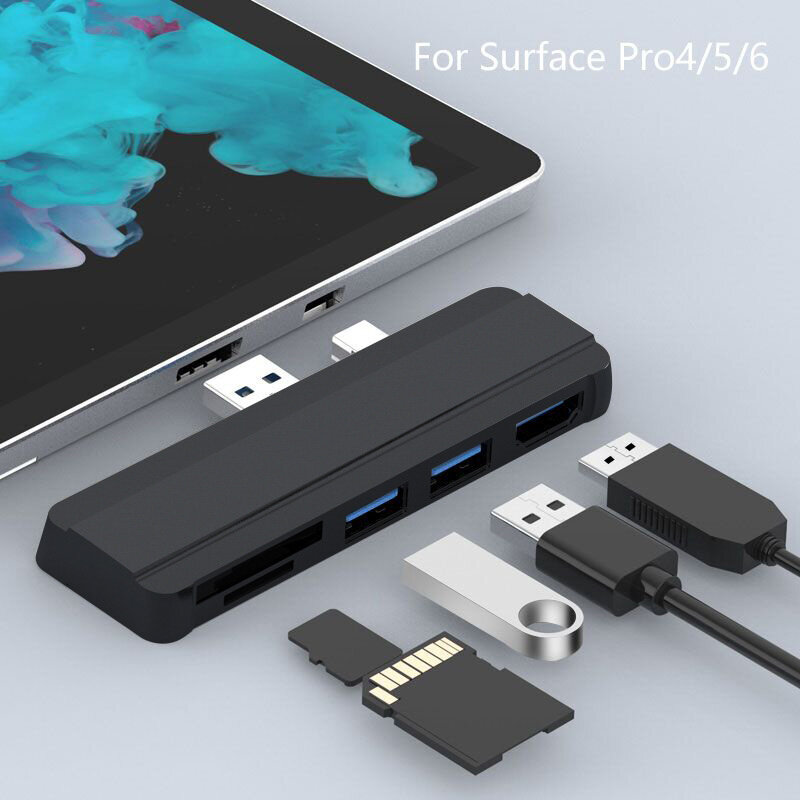 Док-станция для Microsoft Surface Pro 4/5/3,0 до USB 6/7, совместимая с HDMI, адаптер для чтения SD/TF карт