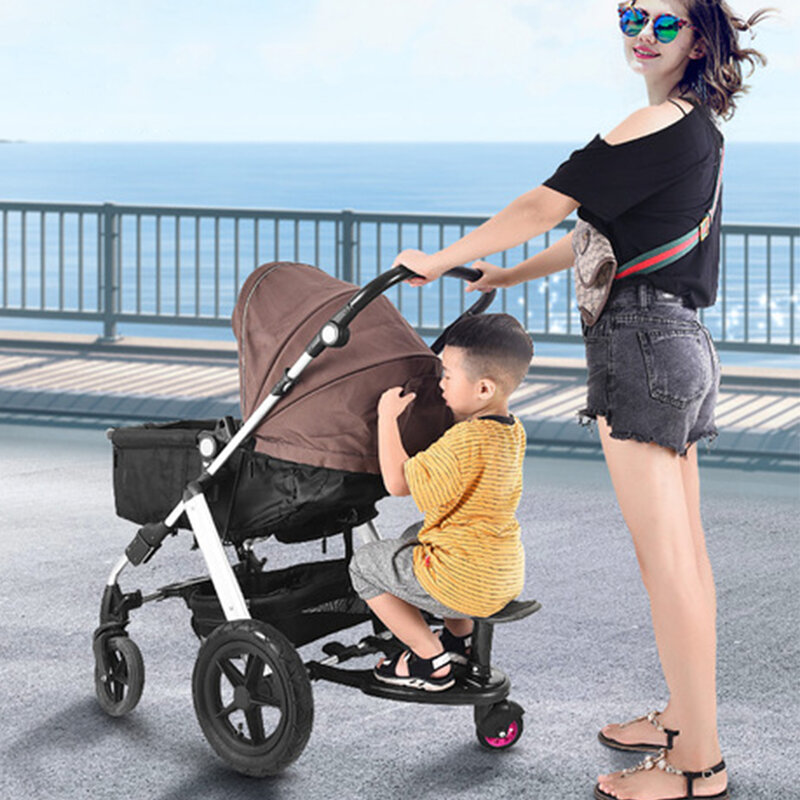 Placa planadora infantil, carrinho de bebê com pedal adaptador para gêmeos, acessório de segunda placa de suporte para sentar