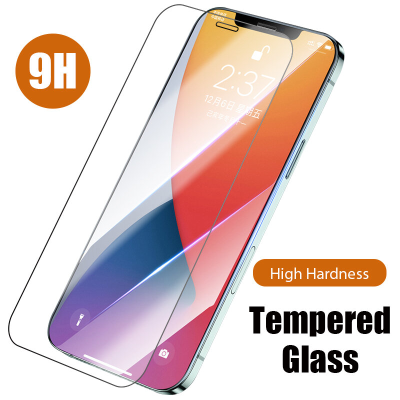 Películas protectoras de pantalla 9H para IPhone, Protector de vidrio templado 9H para Iphone 12 11 7 8 6 6S 5 5S XS Plus Pro Max Mini, XR SE 2020 X